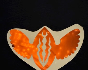 Orange mirror vulva fascinum sticker