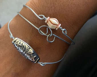 Handmade Stainless Steel Bangle Bracelet: Boho Style