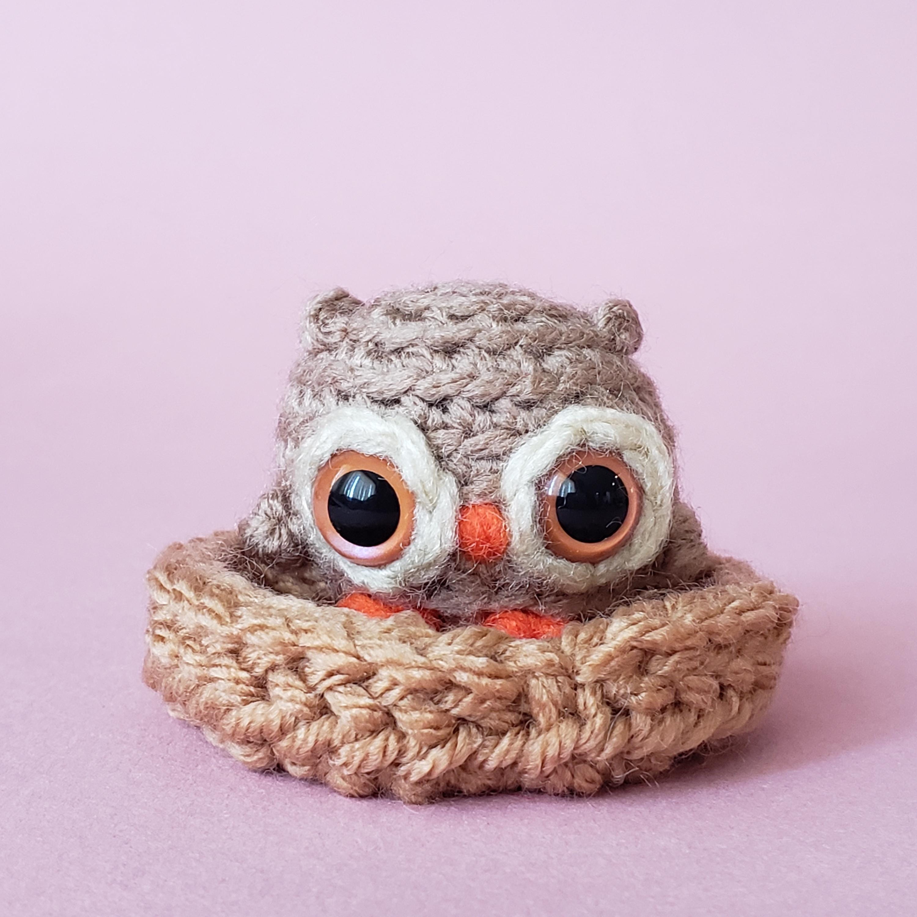 Custom Owl Crochet Mini Plushie: pocket hug ~ desk pet | Personalized Birthday Gift
