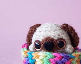 Puppy Crochet Stuffed Animal~ pocket hug ~ desk pet | Sugar & Friends: Snap