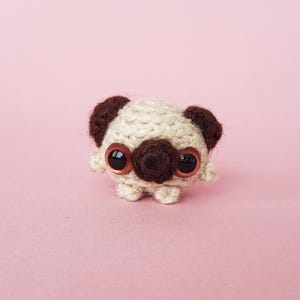 Mini Toy Pug | Dog Keychain | Crochet Car Charm Doggy | Puppy Ornament | Gifts under 30 image 3
