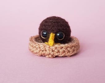 Kiwi Bird Custom Crochet Plushie: pocket hug ~ desk pet