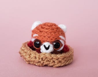 Custom Red Panda Crochet Stuffed Animal: pocket hug ~ desk pet ~ ornament ~ keychain ~ car charm