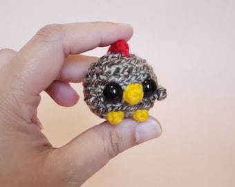 Mini Hen Crochet Pocket Pet Plush Desk Toy | Chicken Ornament | Hen Keychain Purse charm