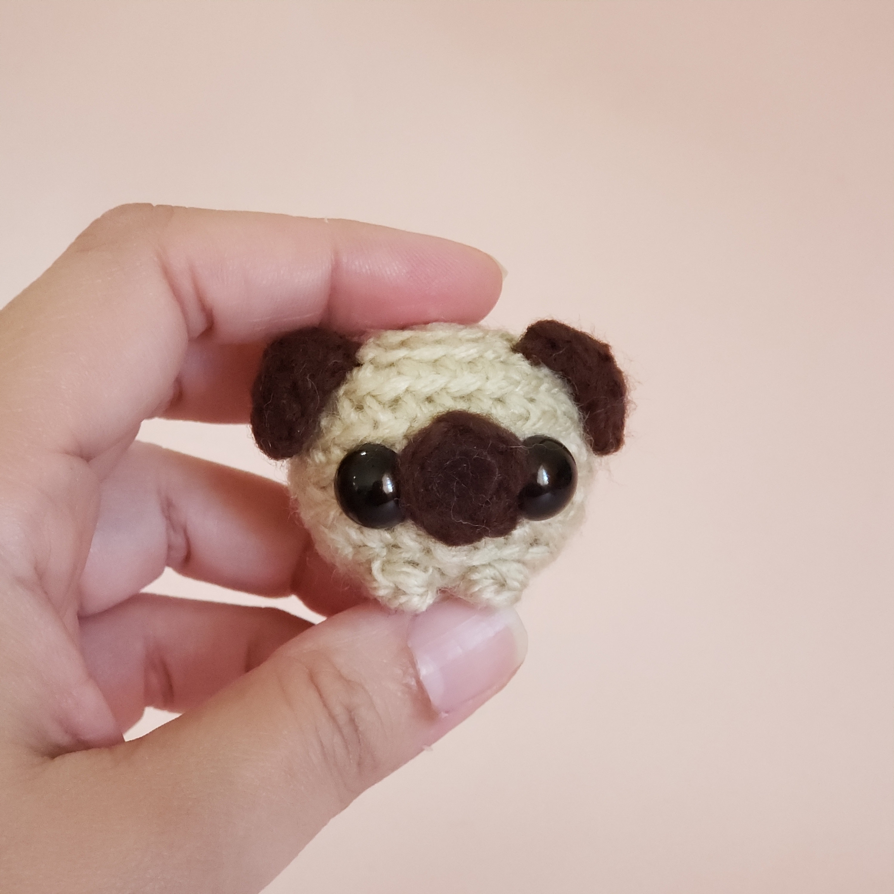 Mini Toy Pug | Dog Keychain | Crochet Car Charm Doggy | Puppy Ornament | Gifts under 30