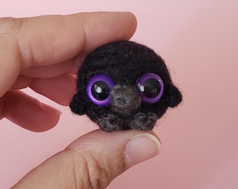 Raven Custom Crochet Mini Plushie: pocket desk pet ~ car charm ~ ornament ~ keychain
