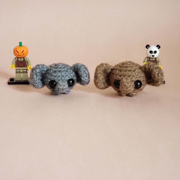 Mini Elephant Crochet Pocket Pet Plush Desk Toy available as keychain or ornament