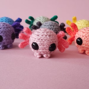 Axolotl Custom Crochet Mini Plushie : pocket hug ~ desk pet / Pink Salamander kawaii plushie