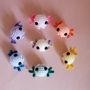 Crochet Cute Plush Mini Axolotl Figures or Keyring 