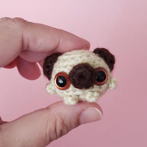 Mini Toy Pug | Dog Keychain | Crochet Car Charm Doggy | Puppy Ornament | Gifts under 30 image 1