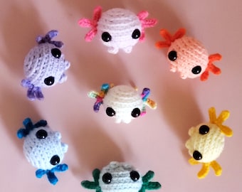 Pocket Axolotl  Desk Pet ~ Tiny Pink Mudpuppy ~ handmade crochet Salamander