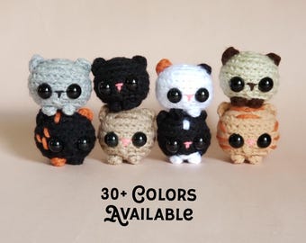 Mini Cat Crochet Pocket Pet Plush Desk Toy | Cat Keychain | Cat Ornament | Cat Car Charm | Gift for Cat Lovers