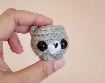 Mini Wolf Crochet Pocket Pet Plush Desk Toy available as an ornament or keychain