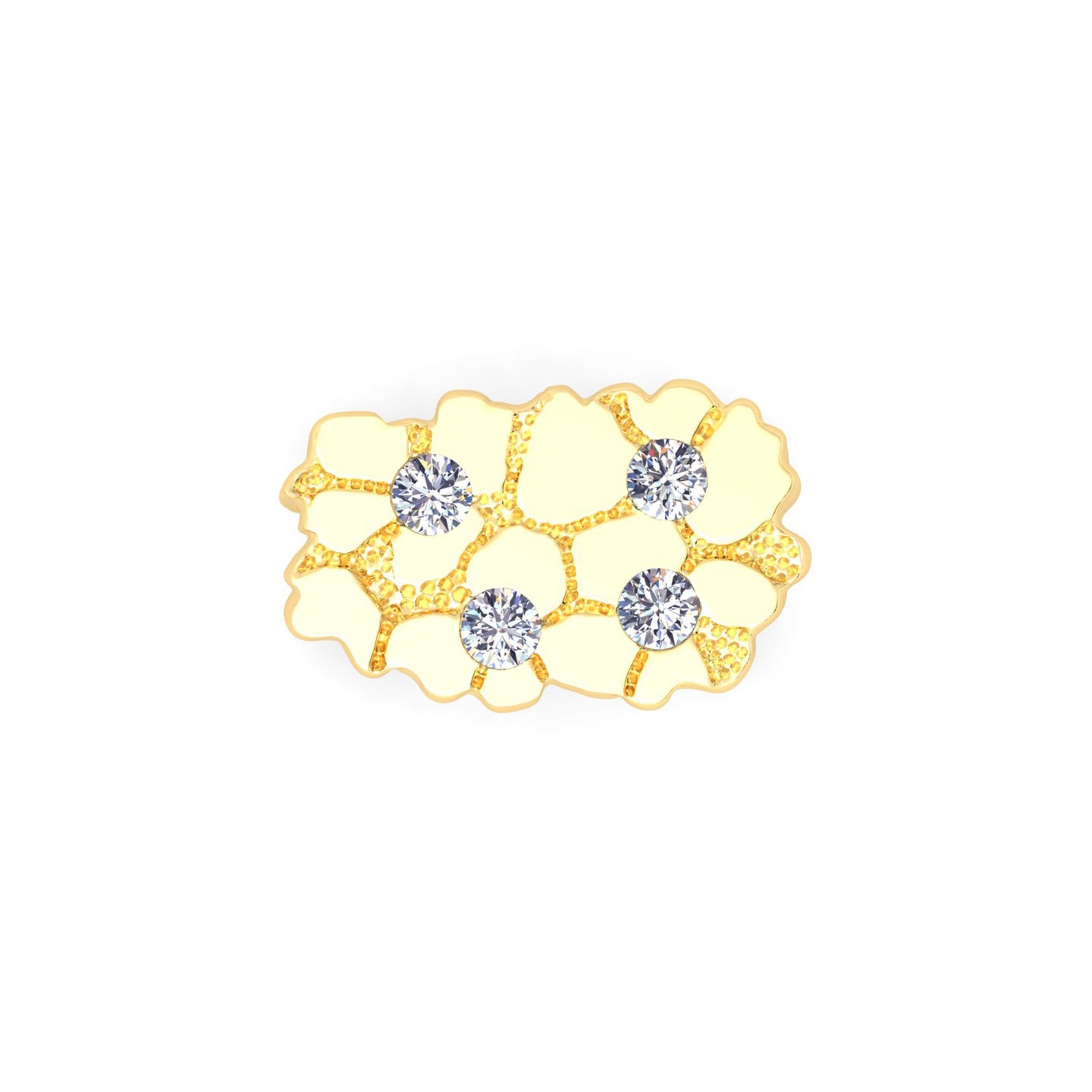 Solid Gold Nugget Ring Diamonds 18 Karat,10k,14k Yellow White Cluster ...