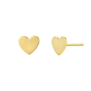 TousiAttar Heart Stud Earrings 14k Real Yellow Gold Girls and Women Gift Small Tiny and Minimalist Stud Earrings Jewelry
