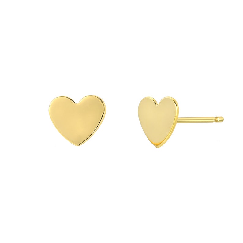 Tousiattar Heart Stud Earrings 14k Real Yellow Gold Girls and Women ...