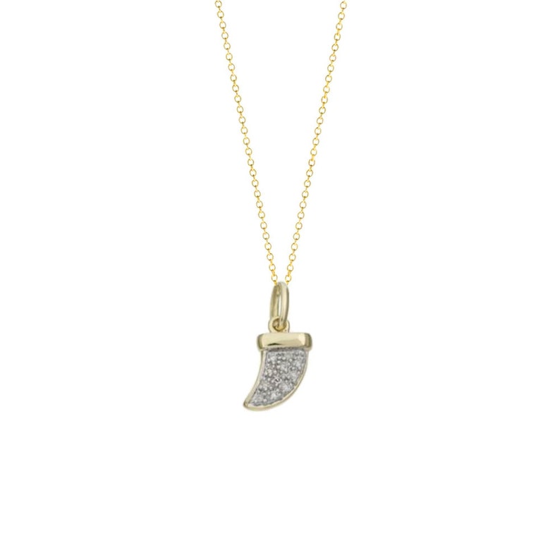 Tousiattar Tusk Pendant Charm 0 07 Ct Diamond Necklace 14 K Real Solid Gold Nice Jewelry Gift For Girls And Women Lariat Y Necklaces - Tusk Charm Pendant Necklace
