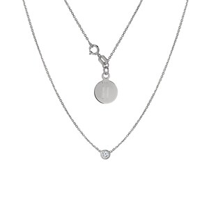 TousiAttar Diamond Necklace Solitaire Pendant Solid 14k White Gold  Bezel Set Necklaces Free Personalized Initials Engraving