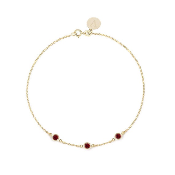 3 stone birthstone bracelet