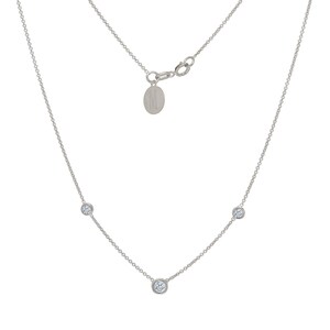 TousiAttar Diamond Necklace Solitaire Pendant Solid 14k or 18k White Gold  0.20 ct White Stone Free Disc Engraving April Birthstone Gift