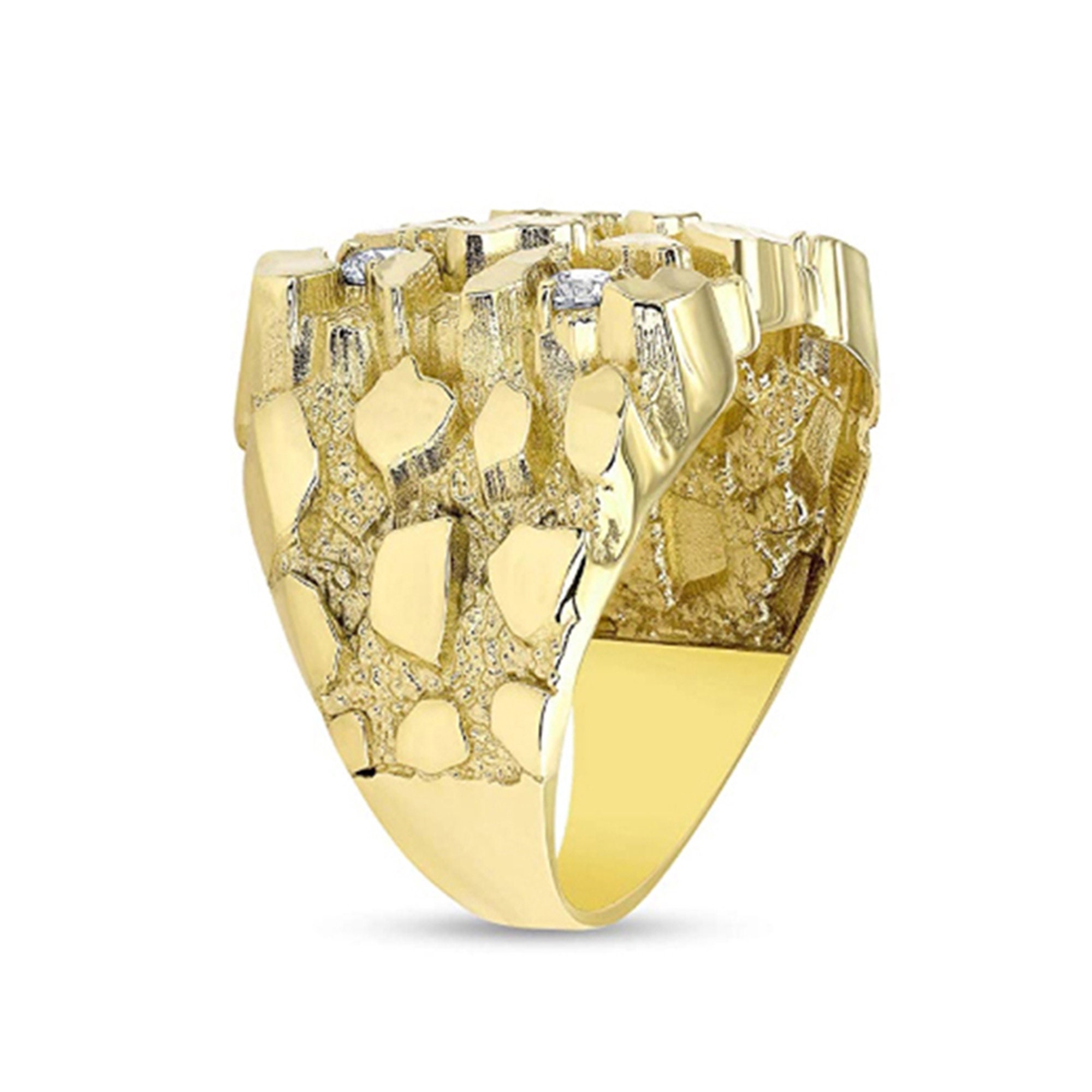 Mens Solid Gold Nugget Diamond Ring Solid 10k14k or 18 Etsy