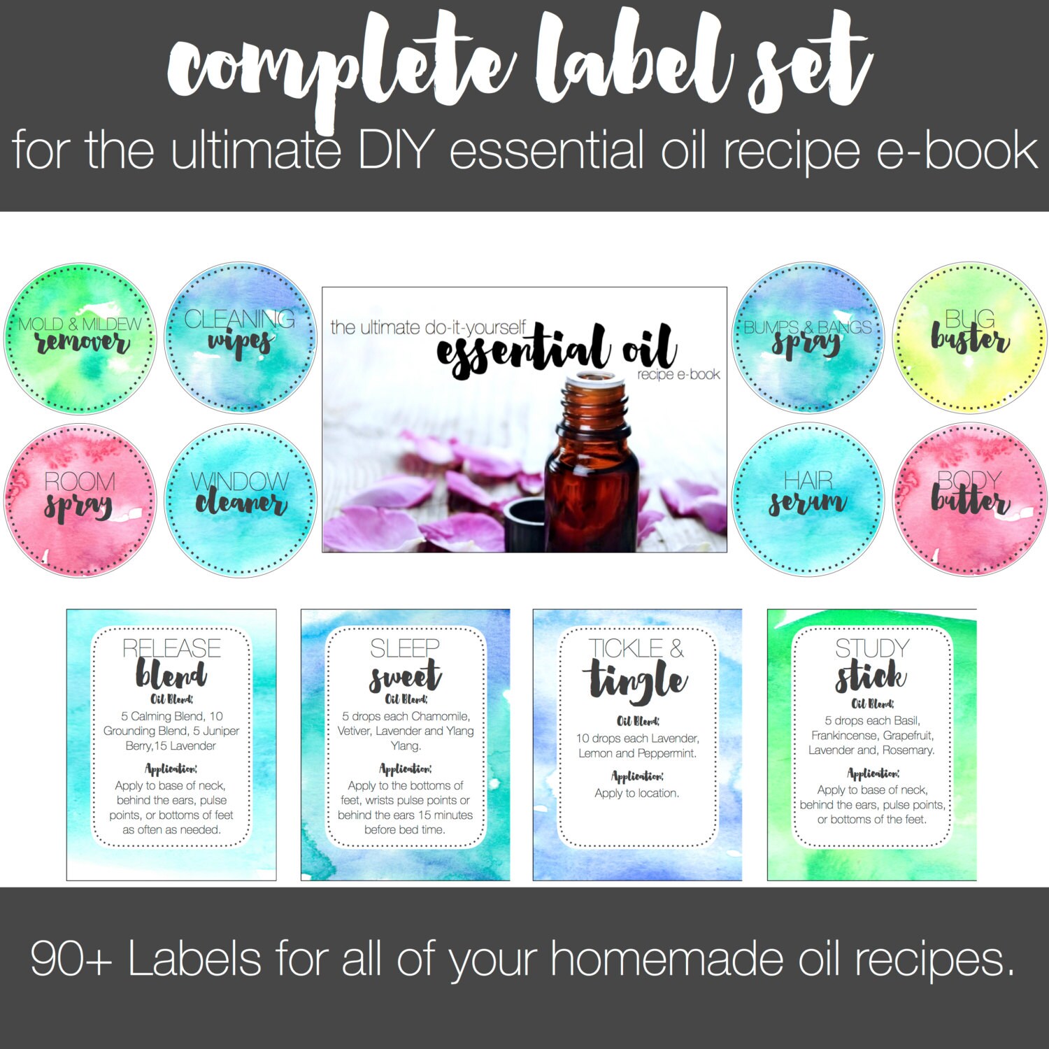 The Ultimate DIY Recipe Labels Set over 90 Circle Watercolor Etsy