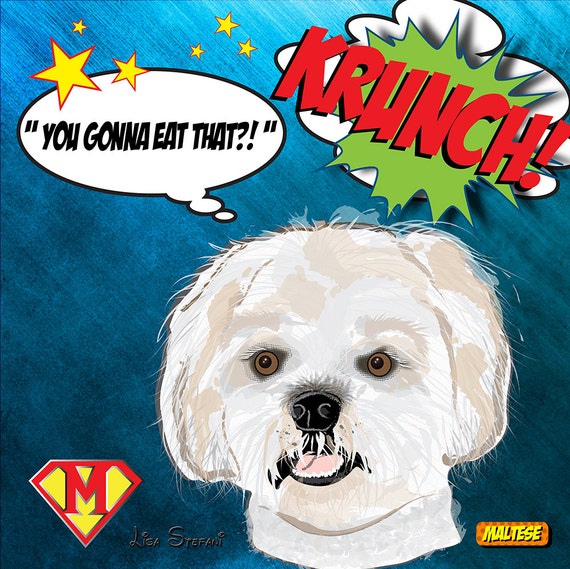 Comic Book Metal Art Print Maltese Short Hair Etsy