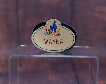 Authentic Disney Cast Member Name Tag Wayne WDW 15th Anniversary