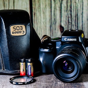 Canon EOS 750 QD Black 35mm Film Camera With Date Back Canon 35 
