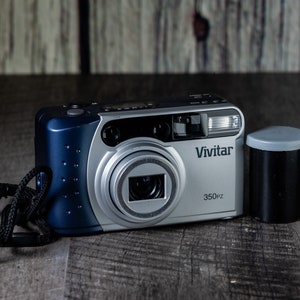 Blue / Silver Vivitar 350PZ 35-70mm lens 35mm Film Camera - Vintage Film - Point & Shoot -Film included