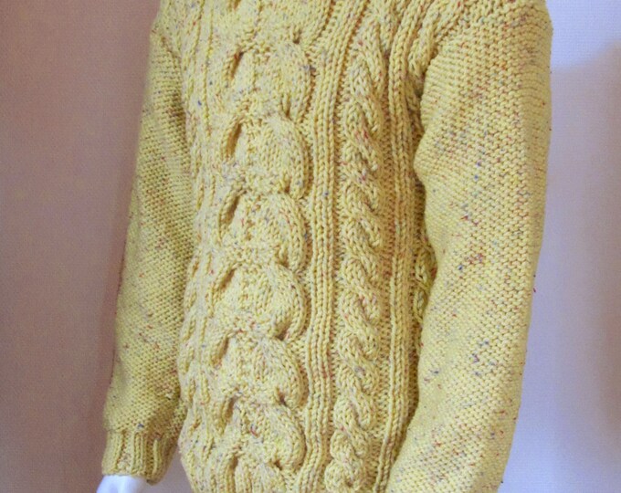 big mesh ribs Irish men/'s sweater winter sports look. chimney collar twists