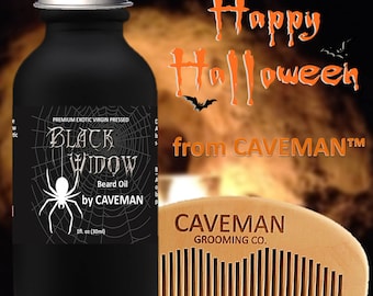 Hand Crafted Caveman® Beard Oil Mens beard conditioner, FREE Wooden Beard Comb, Caveman Limited Edition Halloween Gifts for Him, Gift Set