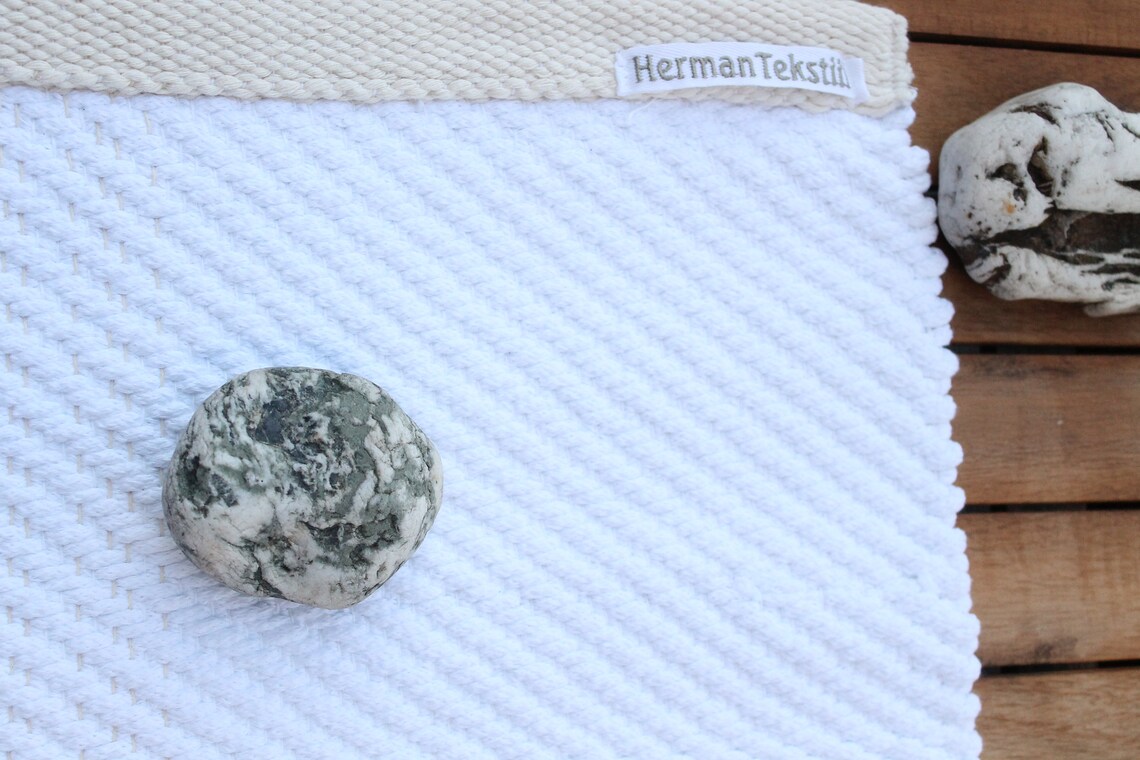 Waschbarer weißer Baumwollteppich / Weißer Schlafzimmer Läufer | Etsy