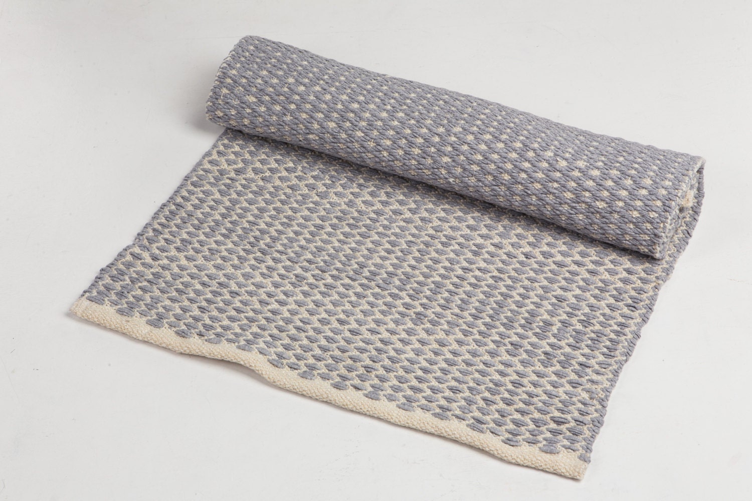 Grey And White Cotton Rug Woven Accent Kitchen Runner 50