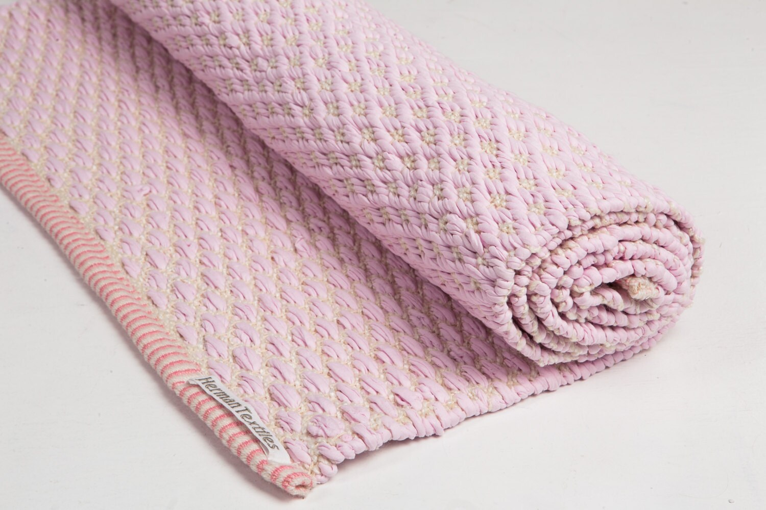 Baby pink and white rug pink cotton rug nursery runner rug Etsy