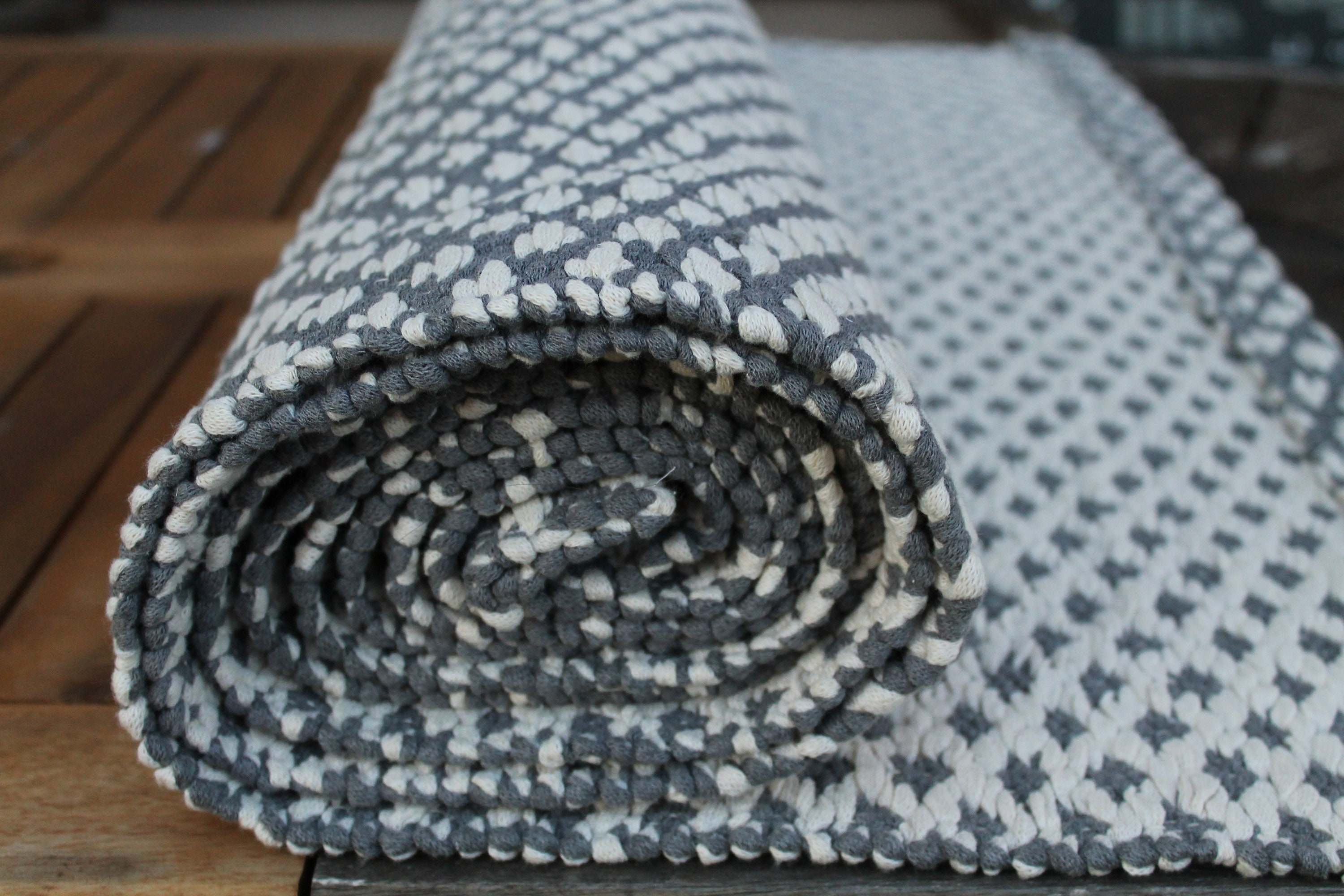 Kitchen Rug Runner / Light Gray and Ivory Cotton Runner Rug / Etsy