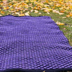 Purple and black geometric runner rug / Multiple size runner rug / Geometric purple and black runner rug / Kitchen rug / Bedroom rug image 4