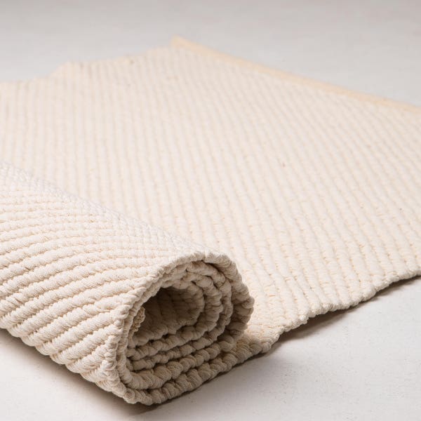 Tapis en coton blanc naturel de plusieurs tailles / tapis scandinave / tapis lavable en coton ivoire / tapis pour chambre d'enfant en bois / tapis de chevet blanc natura