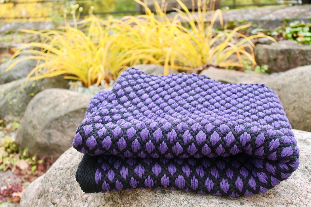 Purple and Black Geometric Runner Rug / Multiple Size Runner Etsy