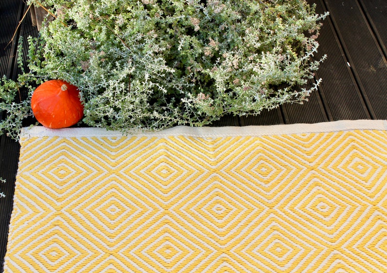 Area Yellow Runner Rug / Modern Yellow Kitchen Area Rug / Soft Etsy
