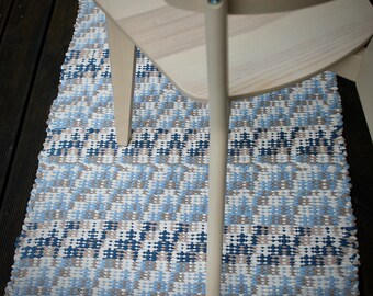 Light Blue Cotton Rug Runner: Modern Scandinavian Style.