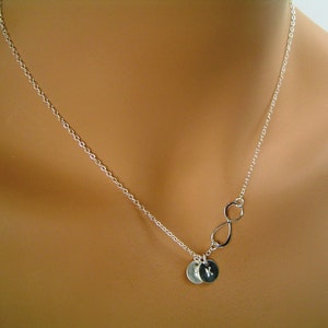 Initial Infinity Necklace,1 2 3 4 5 Discs Initial Necklace, Sterling Silver Personalized, Monogrammed Jewelry image 4