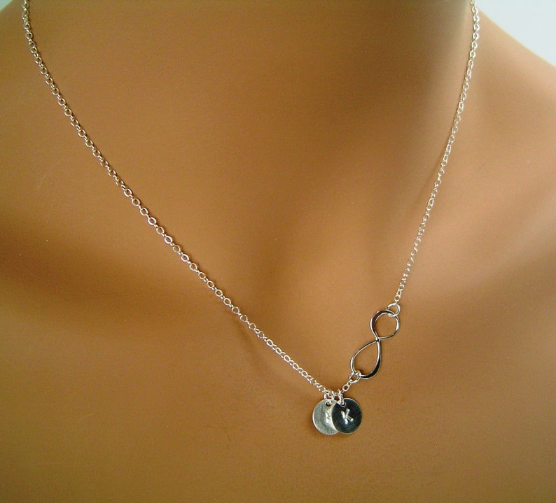 Initial Infinity Necklace,1 2 3 4 5 Discs Initial Necklace, Sterling Silver Personalized, Monogrammed Jewelry image 4