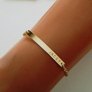Gold bar bracelet, Mothers bracelet Custom Name bracelet , Kids names Personalize Kids Initial Nameplate Monogram Mothers day