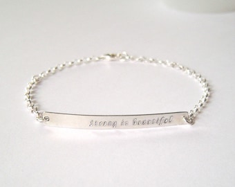 Personalized Gold Bar bracelet, Silver Bar Bracelet, Custom Name Bracelet, Initial Bracelet, Monogram Bracelet, Bridesmaids Gift