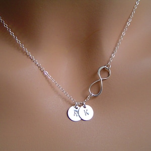 Initial Infinity Necklace,1 2 3 4 5 Discs Initial Necklace, Sterling Silver Personalized, Monogrammed Jewelry image 1