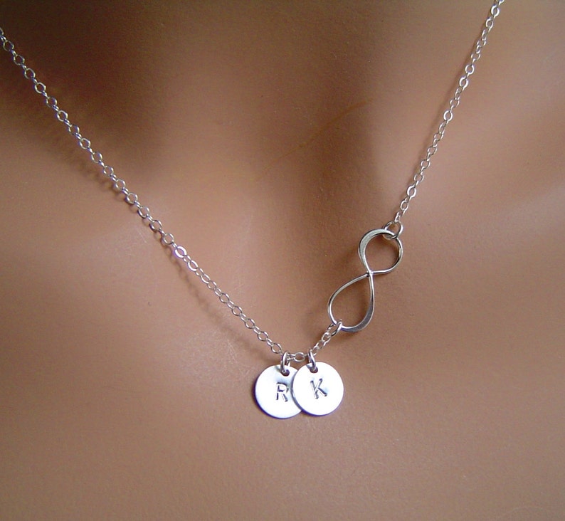 Initial Infinity Necklace,1 2 3 4 5 Discs Initial Necklace, Sterling Silver Personalized, Monogrammed Jewelry image 1