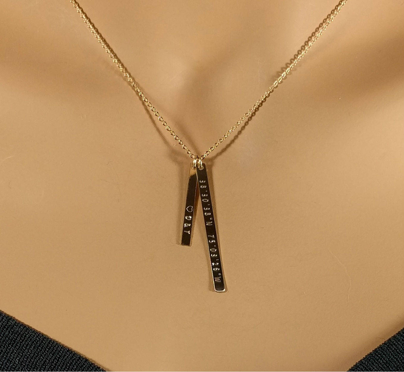 Mom necklace Baby name necklace Vertical bar necklace Etsy