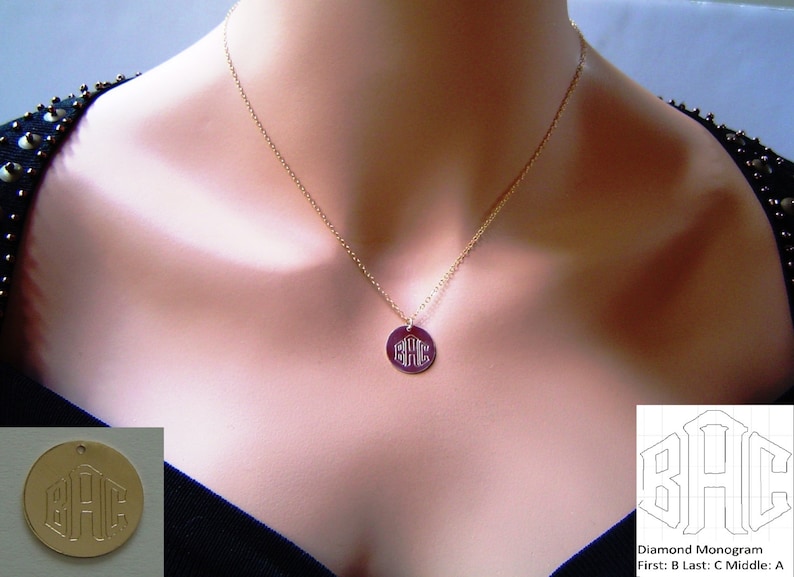 14k Gold Fill Gold Disc Necklace,Large Disc Necklace,Monogram Necklace,Circle Initial Necklace Sterling Silver Name Disc Necklace