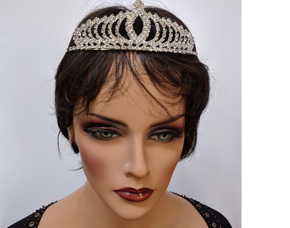 Gorgeous Queen Crown Silver Clear Crystals Wedding Hair  display picture 3